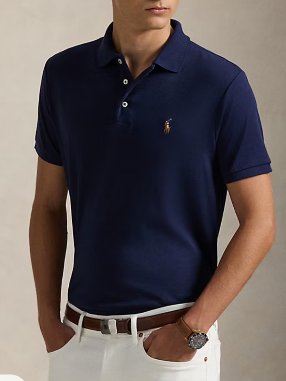 Polo by Ralph Lauren Navy Slim Fit Short-Sleeve Polo with Embroidered Pony